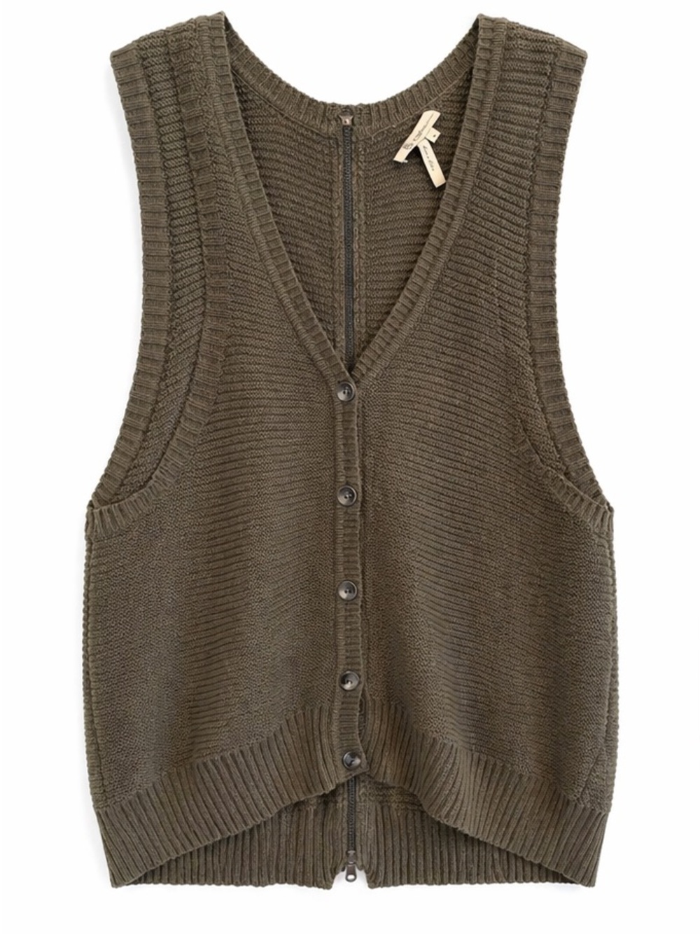 BCBGeneration Sweater Women’s Vest Medium Olive Green Button Front Knit